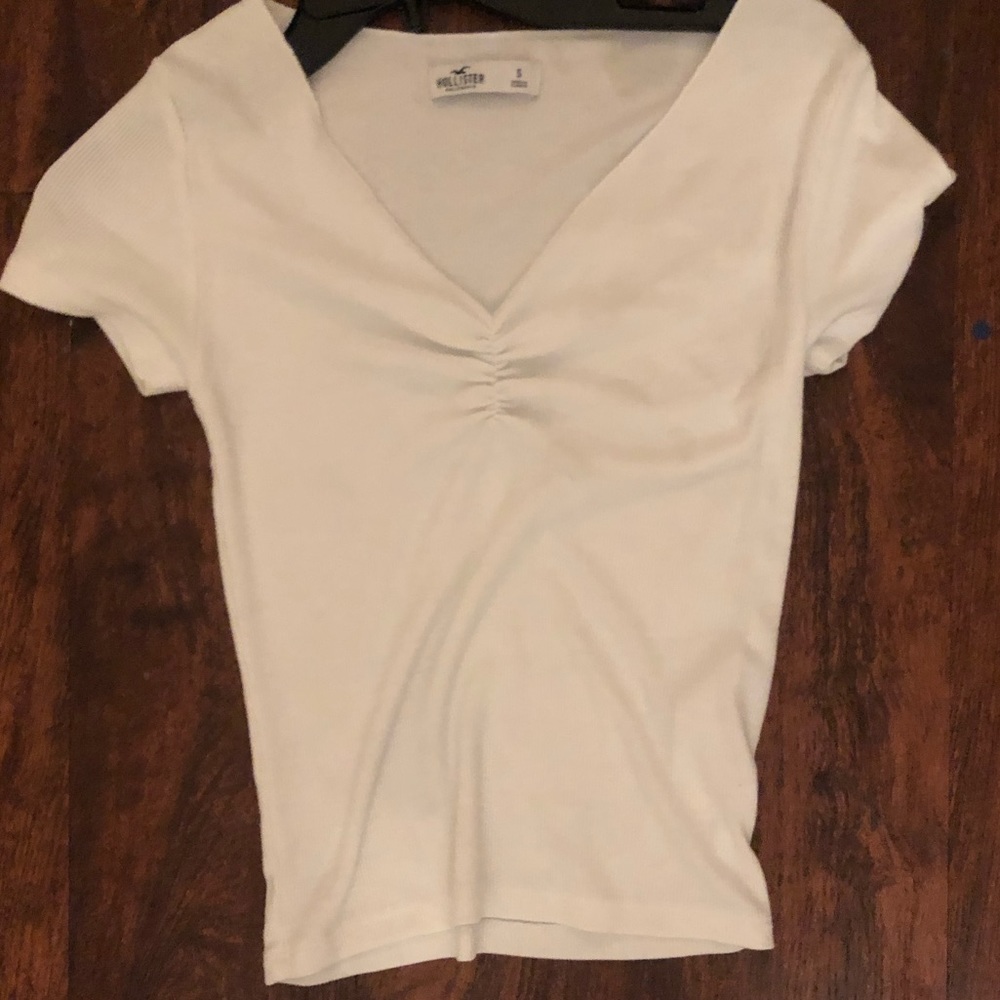 Hollister small white v neck wore once